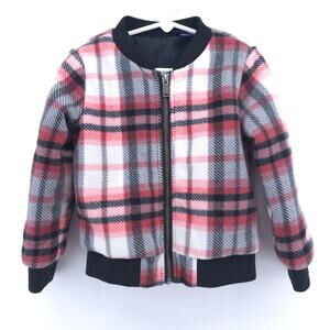 TH Girl Toddler Pink Plaid Holiday Full Zip Thick Fleece Padded Jacket Pocket 5